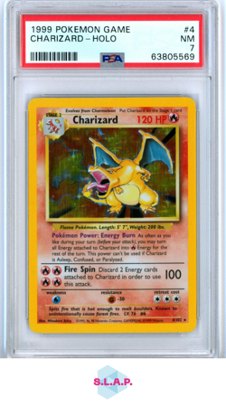 CHARIZARD-HOLO POKEMON GAME 1999 4 PSA 7 - Image 1