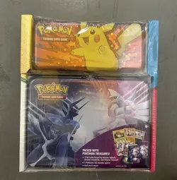 Pokemon Pencil Case/Treasure Chest 2 Tin Set Costco 7 packs 3 Holograms NEW - Image 1