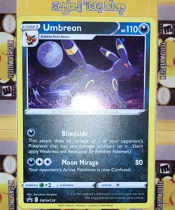 Pokemon Umbreon Black Star Promo SWSH129 Cosmos Holo Double Swirl - Image 5