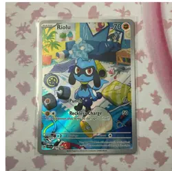 Pokemon Riolu 215/198 Scarlet & Violet Illustration Rare Holo 2023 70HP - Image 1