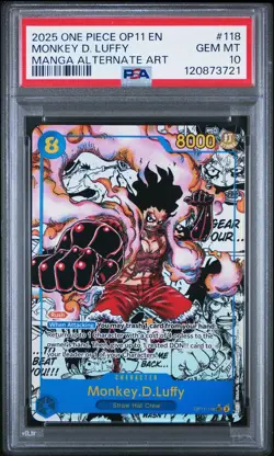 2025 One Piece OP11 EN Manga Alternate Art #118 Monkey D. Luffy PSA 10 GEM MINT - Image 1