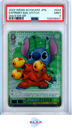 EXPRMNT.626, STITCH DDS/S104-SR WEISS SCHWARZ JAPANESE DISNEY100 2023 044 PSA 9 - Image 1