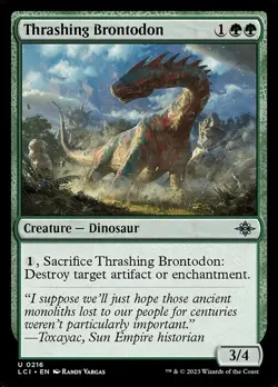 Thrashing Brontodon Card 216 Lost Caverns of Ixalan MTG Magic the Gathering NM - Image 1