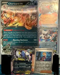 POKEMON.Jumbo Charizard Ex W/ 4 Holo Poke Cards (3 EX +Trainer) +11 Mystery card - Image 1