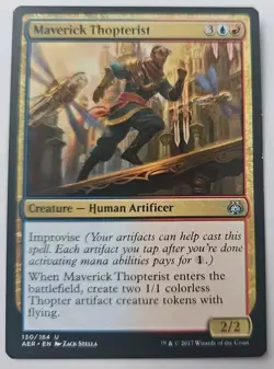 MTG Magic The Gathering Card Maverick Thopterist Creature Human Artificer AER - Image 1