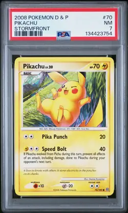 2008 Pokemon Diamond & Pearl Stormfront #70 Pikachu Stormfront PSA 7 - Image 1