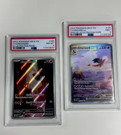 Lot Of 2 2023 Pokemon MEW EN Charizard EX PSA 9 SIR & Charmander PSA 8 S&V 151 - Image 1