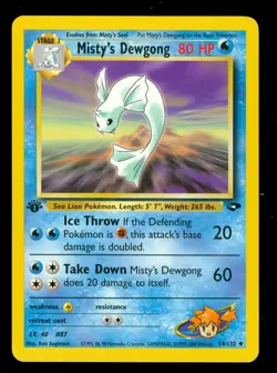 Pokemon MISTY'S DEWGONG 54/132 - 1st Edition Gym Challenge - NEAR MINT/MINT - Image 1