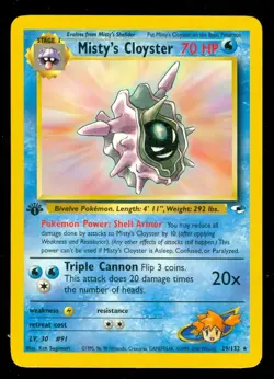 Pokemon MISTY'S CLOYSTER 29/132 - 1st Edition Gym Heroes RARE - NEAR MINT - Image 1