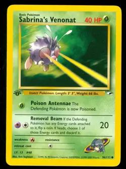Pokemon SABRINA'S VENONAT 96/132 - 1st Edition Gym Heroes - NEAR MINT - Image 1
