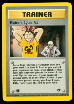 Pokemon BLAINE'S QUIZ #3 112/132 - 1st Edition Gym Challenge - NEAR MINT - Image 1