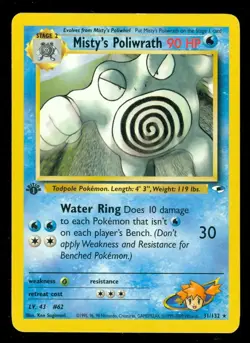 Pokemon MISTY'S POLIWRATH 31/132 - 1st Edition Gym Heroes RARE - Lightly Played - Image 1