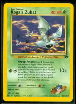 Pokemon KOGA'S ZUBAT 83/132 Gym Challenge - - NEAR MINT - Image 1
