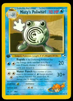 Pokemon MISTY'S POLIWHIRL 53/132 - 1st Edition Gym Heroes - NEAR MINT/MINT - Image 1