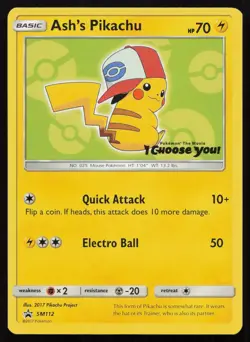 Ash's Pikachu - SM112 Promo Sun & Moon Promo Pokemon English NM - Image 1