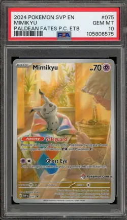 Pokemon Center Stamp Promo Mimikyu Paldean Fates ETB SVP EN 075 PSA 10 Gem Mint - Image 1
