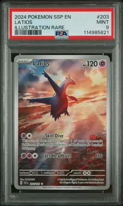 2024 Pokemon SSP EN-Surging Sparks Latios Illustration Rare PSA 9 #203 - Image 1