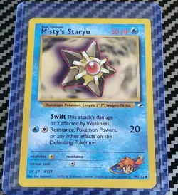 LP+ Misty's Staryu 090/132 Gym Heroes Regular Unlimited WotC Pokemon 2000 - Image 1