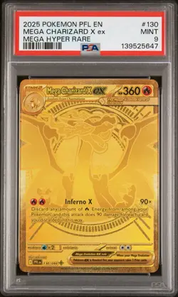 2025 Pokemon PFL En Mega Charizard x Ex Mega Hyper Rare PSA 9 Mint - Image 1
