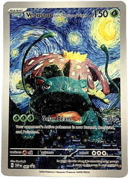 Pokemon Venusaur With The Starry Night Van Gogh Art Style Cute Custom Card - Image 1