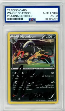 PSA Signed Wayne Grayson Pokemon TCG Houndoom 56/101 Plasma Blast Holo 2013 - Image 1