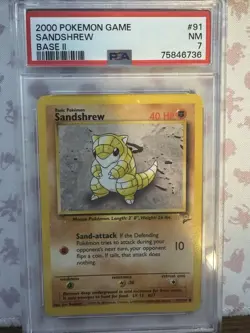 2000 Pokemon Base Set II Sandshrew 91/130 PSA 7 NEAR MINT - Image 1
