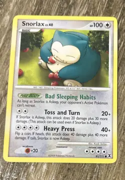 2009 Pokemon Snorlax 81/111 Rising Rivals TCG Lv.40 HP100 NM+ - Image 1