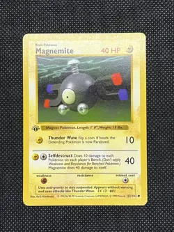 Pokemon TCG Magnemite Base Set 53/102 Regular 1st Edition Common - Image 1