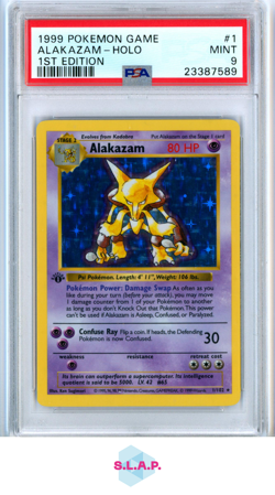 ALAKAZAM POKEMON - 1999 BASE SET 1ST EDITION HOLO ENGLISH PSA 9 - Image 1