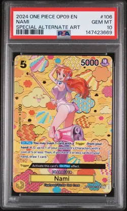 2024 One Piece Nami SP Emperors in the New World OP09 English OP08-106 PSA 10 - Image 1