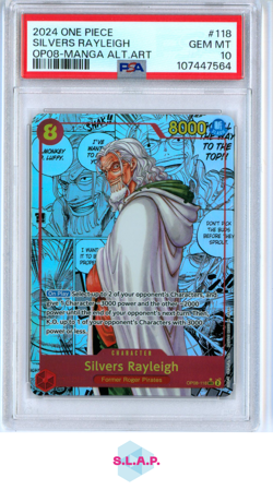 SILVERS RAYLEIGH MANGA ALTERNATE ART ONE PIECE OP08-TWO LEGENDS 2024 118 PSA 10 - Image 1