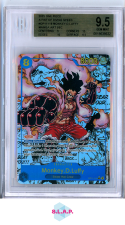 MONKEY.D.LUFFY MANGA ART SEC 2025 ONE PIECE A FIST OF DIVINE SPEED 11118 BGS 9.5 - Image 1