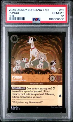 2024 Disney Lorcana Into The Inklands EN-3 PONGO Foil #19 Super Rare PSA 10 GEM - Image 1