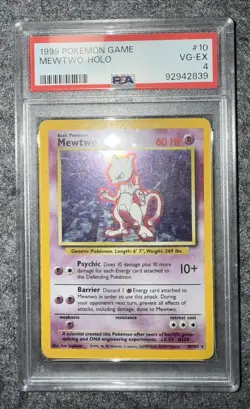 PSA 4 Mewtwo 10/102 1999 Holo Rare Graded Pokemon Card - Image 1