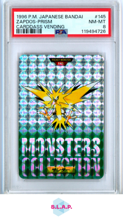 ZAPDOS-PRISM CARDDASS VENDING POKEMON JAP BANDAI 1996 145 PSA 8 - Image 1