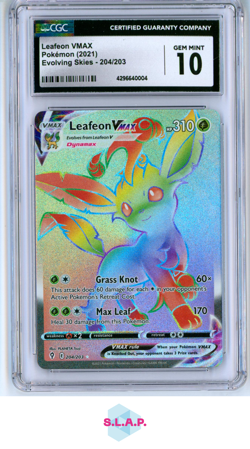 LEAFEON VMAX EVOLVING SKIES RAINBOW RARE HOLO 204/203 POKEMON CGC 10 - Image 1