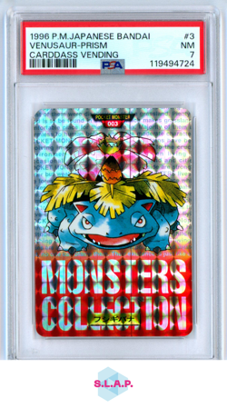 VENUSAUR-PRISM CARDDASS VENDING POKEMON JAP BANDAI 1996 3 PSA 7 - Image 1