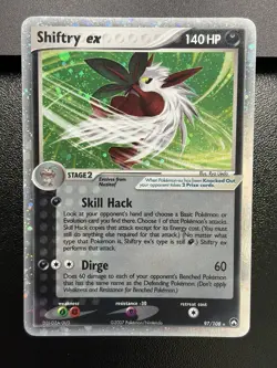 2007 SHIFTRY EX Pokemon Card #97 97/108 Power Keepers Ultra Rare Holo LP - Image 2