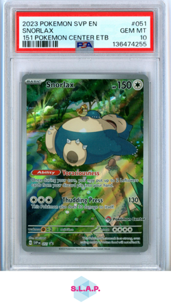 SNORLAX POKEMON 51 2023 151 POKEMON CENTER ETB - ENGLISH PSA 10 - Image 1