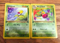 Pokemon WOTC Bellsprout Weepinbell 48/64 49/64 Jungle Set 1st Edition Common - Image 1