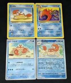 Vintage Krabby & Kingler Fossil Cards + Bonus Pokemon TCG Card Bundle - Image 1