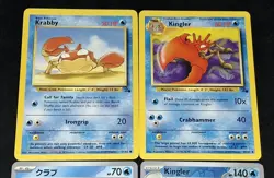 Vintage Krabby & Kingler Fossil Cards + Bonus Pokemon TCG Card Bundle - Image 3