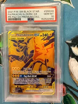 2021 POKEMON SM BLACK STAR PROMO #SM248 FULL ART/PIKACHU & ZEKROM GX PSA 10 - Image 1