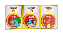 Target Exclusive Pokemon Buttons (3 Pack) 2026 Charmander Squirtle Bulbasaur NEW - Image 1