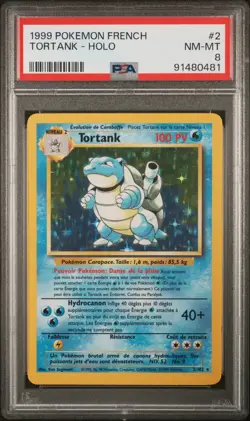Carte Pokemon Tortank 2/102 Holo Set de base PSA 8 ✨ - Image 2