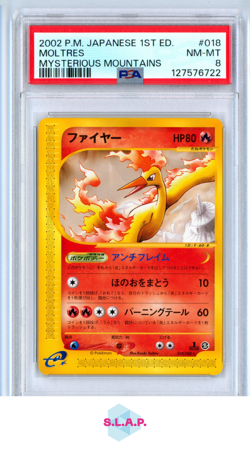 MOLTRES MYSTERIOUS MOUNTAINS POKEMON JAP 2002 018 PSA 8 - Image 1