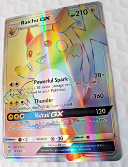 Pokemon Raichu GX 75/73 Shining Legends Full Art Rainbow Secret Rare - Image 1