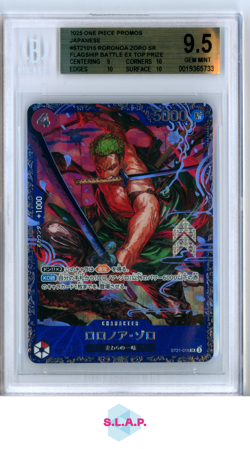 RORONOA ZORO ONE PIECE ST21-015 2025 FLAGSHIP BATTLE EX TOP PRIZE JAP BGS 9.5 - Image 1