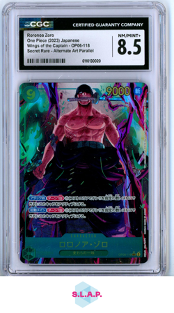 RORONOA ZORO WINGS OF THE CAPTAIN (OP-06) ALT ART OP06-118 ONE PIECE CGC 8.5 - Image 1