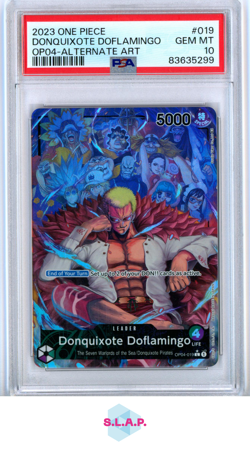 DONQUIXOTE DOFLAMINGO ALT ART ONE PIECE 04-KINGDOMS OF INTRIGUE 2023 019 PSA 10 - Image 1